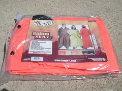 2XL Neon Orange Tough 1 PVC/Vinyl Riding Slicker raincoat w/ Removable Hood