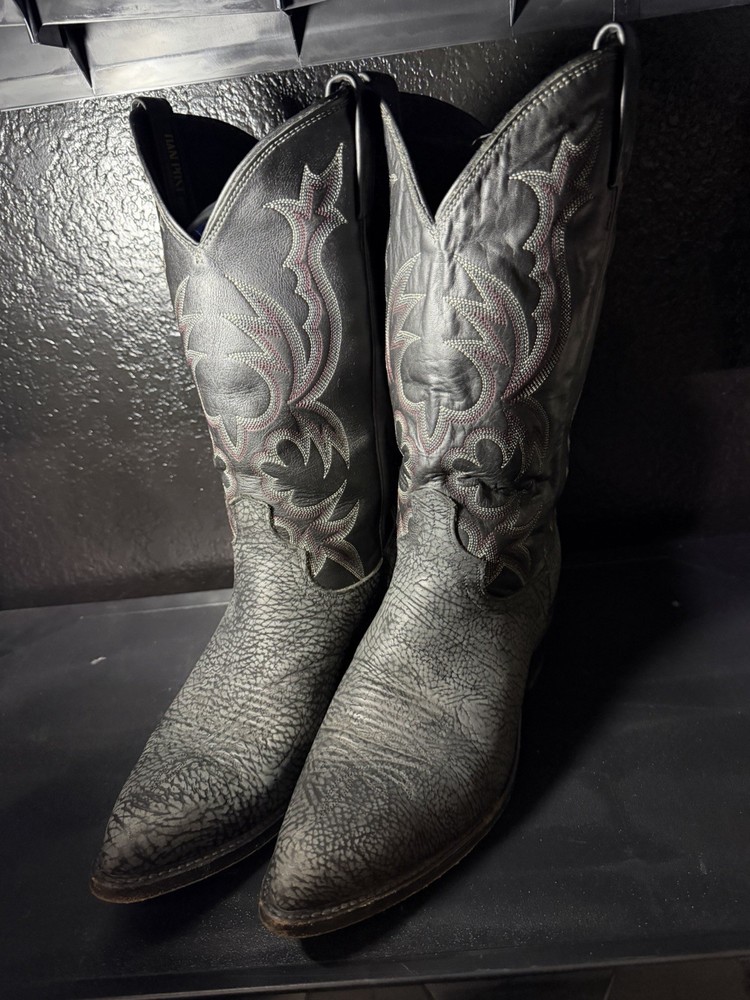 Dan Post Black Western Cowboy Equestrian Boots Made in USA Men’s Classic Style
