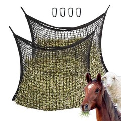 2 PCS Slow Feed Hay Nets for Horses – 31.5″ x 35.4″ Large Capacity – Black
