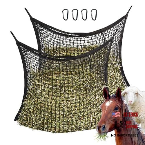 2 PCS Slow Feed Hay Nets for Horses – 31.5″ x 35.4″ Large Capacity – Black