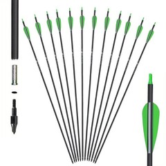 12PCS 30″ Archery Carbon Arrows, Spine 500 & OD 7.8mm 3” Feather Hunting Arrows