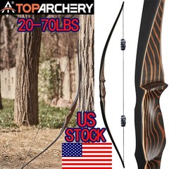 54″ Recurve Bow 20-70lb Wooden Archery Hunting Bow Longbow Target Arrows RH