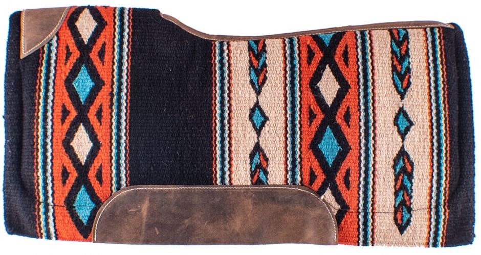 Showman 34 x 36″ x 3/4″ Turquoise, orange colored memory felt bottom saddle pad