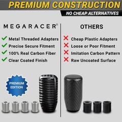 Premium 100% Real Carbon Fiber Shift Knob – 4 Metal Threaded Adapters, 4 5 6 …