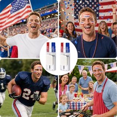 Red White Blue Face Paint Stick Patriotic Eye Black for 4th of July Sports Fans