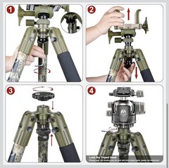 EVUMO DX55 Ball Head with Conversion Kit for BOG DeathGrip Shooting Tripod