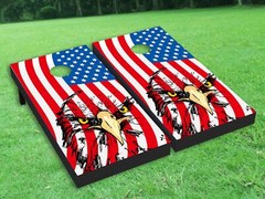 Bald Eagle USA Flag Cornhole Board Wrap LAMINATED Wraps Decals Vinyl skin #06-2