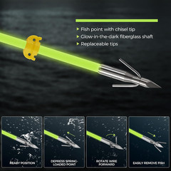 6 Pack 32 Inch Bowfishing Arrows with Broadheads and Safty Slides Bow Fishing Ar
