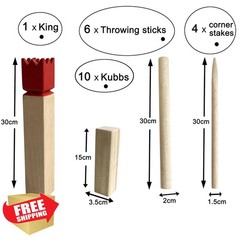 Kubb Game Set Hardwood Viking Throwing Outdoor Red King