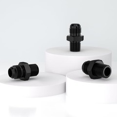 8AN Male Flare to 3/8″ NPT Black Aluminium Straight Fitting STL-8AN-3/8NPT-0