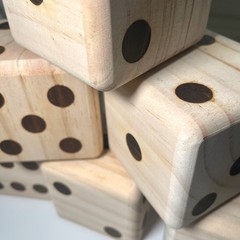 Jumbo Wooden Dice for Backyard Outdoor Games with Laminated Scoresheets & Bag