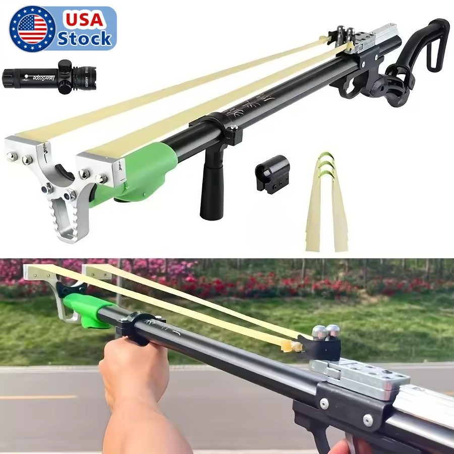 Slingshot Rifle With Laser Aiming Portable Catapult For Adult Outdoor Hunting