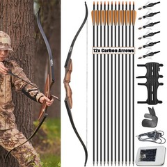 60″ Takedown Recurve Bow 25-60lbs Wooden Archery Bow for Adults Outdoor Hunting