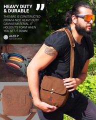Lightweight Disc Golf Bag – Holds 10 Discs, Easy Carry, Durable Waxed Canvas, Bo