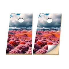 Premium Cornhole Vinyl Wraps – 3M Decal- Colorful Wildflower Mountains Landscape