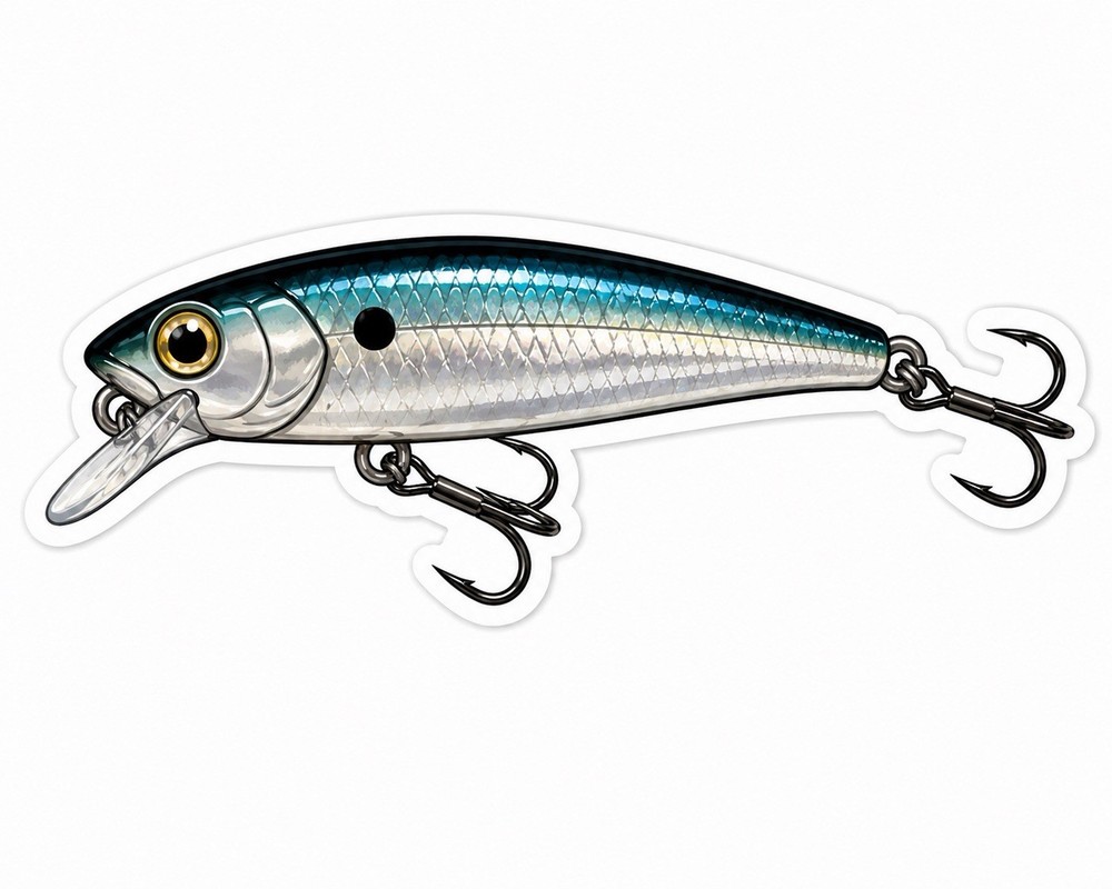 Fishing Lure Bass Minnow Jerkbait Sticker Trout Pike Fish Decal