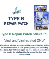 TEAR-AID Vinyl Seat Repair Kit Type B Clear Patch Vinyl-Coated Watertight Set 2