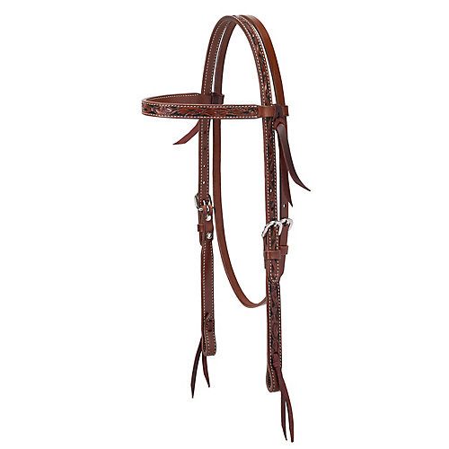 Weaver Leather Weaver Turq Cross Carved Chestnut Brow Headstall