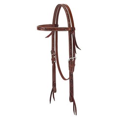 Weaver Leather Weaver Turq Cross Carved Chestnut Brow Headstall