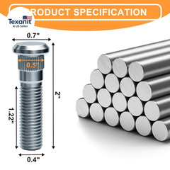 16 Pack Trailer Wheel Studs, Heavy-Duty Galvanized Steel 2,000 Lb to 7,000 Lb Ax