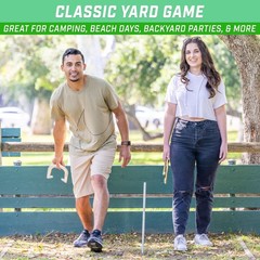 GoSports Steel Horseshoes Outdoor Game Set – Regulation, Gold & Silver