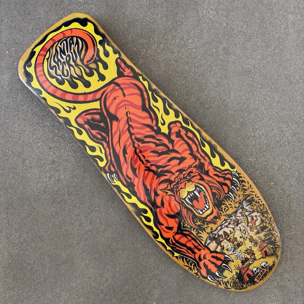 Santa Cruz SALBA Tiger Skateboard Deck Reissue Steve Alba Yellow w/ yellow Stain