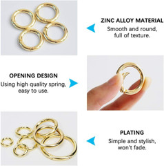 16PCS Spring O Ring Zinc Alloy round Carabiner Snap Trigger Buckle Hooks Clip DI