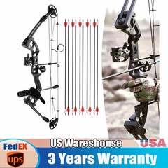 Black Right-Hand Compound Bow Kit for Beginners – Adjustable 30-55 lbs