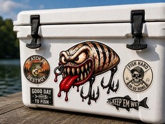 Bait Fishing Jig Lure Trout Sticker Bass Leech Fishing Decal Boat Tackle Box