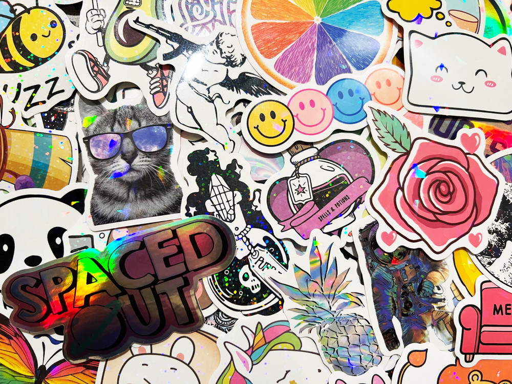 10-100 Random Holographic & Shiny Sticker Pack Rainbow Light Lot Set Bulk Group