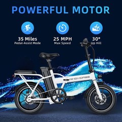 Windhorse W2A Folding Electric Bike 16in 630W 25MPH 35Mi 36V 8Ah