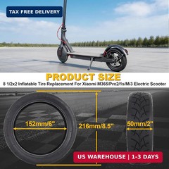 8.5 Inch Tire and Tube Set,50/75-6.1 Scooter Tire,8 1/2×2 Pneumatic Front Rear W
