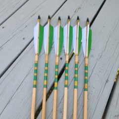 (6) Cedar Arrows – TopHat Outserts 8in Tail Taper – 5″ Turkey Fletch – 45-55#