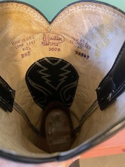 Justin 2005 Black Leather Western Cowboy Boots Size 8.5 D Made in USA