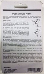 THE GAME TRACKER POCKET BOW PRESS (BOWS W/LIMB FORKS ONLY) # 6215