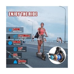 Electric Scooter for Adults, 8.5″ Solid Tires, 350/500W Motor, 16/19MPH Max S…