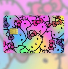 Hello Kitty BRIGHT Rainbow Credit Debit Bank Card Skin Cover Sticker Chip 1PC