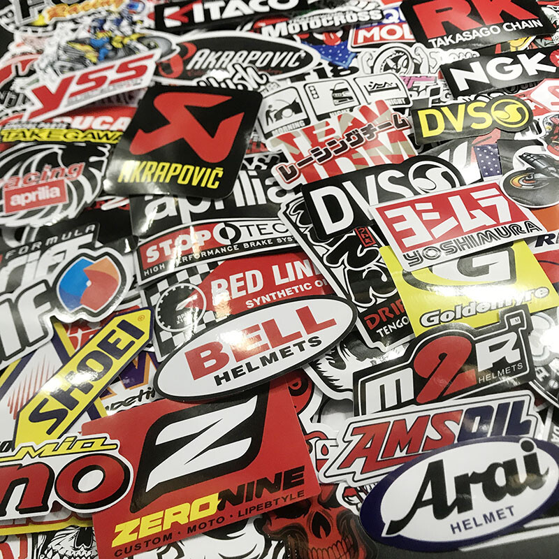 120Pcs JDM Brand Logo Themed Waterproof Stickers Pack Car Motorcycle Racing Moto