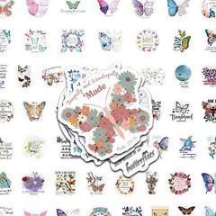 30Pcs Random Aesthetic Butterfly Inspirational Bible Verse Waterproof Stickers