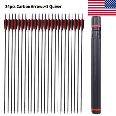 48pcs Archery 30″ Carbon Arrows Turkey Feather Compound Recurve Bow Shot Quiver