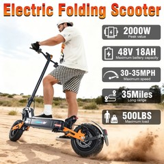 2000W Electric Scooter for Adults 48V 25AH 30Miles 46MPH 11» Off-road E-Scooter