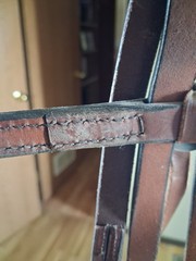 WESTERN TAN GENUINE LEATHER BITLESS BRIDLE W/LACED REINS &BUCKLED END