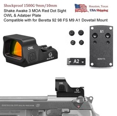 EDC 3 MOA Red Dot Sight OWL for Beretta 92 98 FS M9 A1 Doctor cut Mount Plate