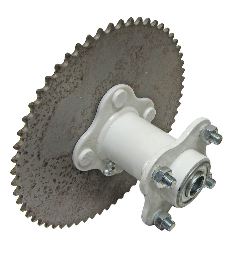 Dual Flange Hub with 60T #35 Sprocket Powder-coated White / 2-13/16″ Bolt Circle