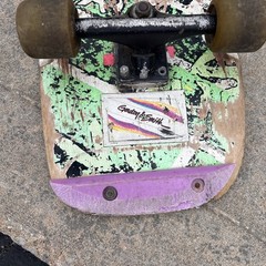 Vintage Sure-Grip International 80’s Skateboard Deck Kilroy Was Here Rasta Wheel