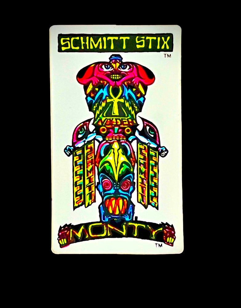 Vintage 1980’s Schmitt Stix Skateboards Monty￼ Sticker In DayGlow Colors