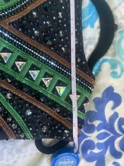 Equestrian Show Vest Western. Black Base green chestnut Brown. Horsemanship