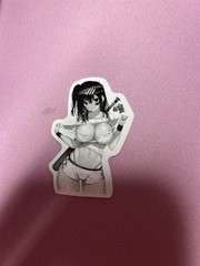 black and white waifu lewd stickers #11