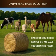 4×4 Ft Round Bale Hay Net for Horses – Knotless Slow Feeder Net with 2R