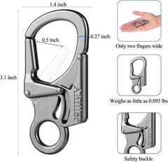 Carabiner Clip, Double Anti-Misopening Locking Design, 3″ Zinc Alloy Heavy Ke…